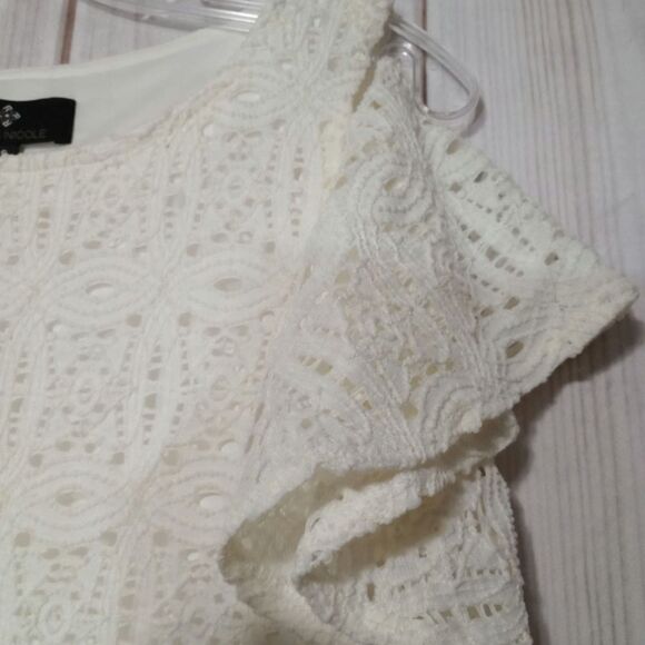 Ronnie Nicole Dress Ladies Small Ivory Lace Cold Shoulder - Picture 4 of 8